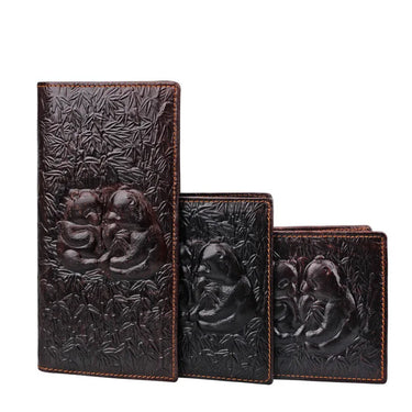 Retro Long Men's Wallet Genuine Leather Crocodile 3D Embossed Oil Wax Leather Wallet Leather Cashmere Daily Use
