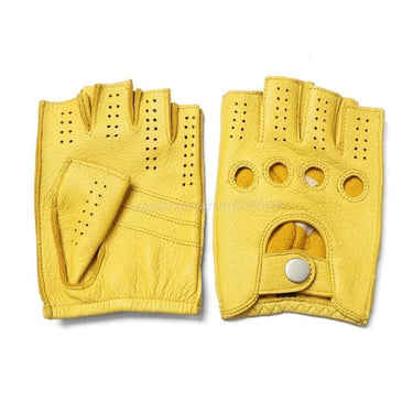 Half Finger Men Genuine Leather Gloves Goatskin Gloves Fashion Men Breathable Driving Gloves Male Mittens