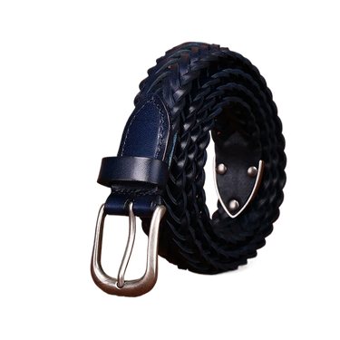 2.8cm Women's Genuine Leather Belt, Top-grain Cowhide Hand-woven Pin Buckle Casual Trouser Belt