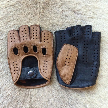 High Quality 2025 New Half Finger Men Genuine Leather Gloves Goatskin Gloves Fashion Men Breathable Driving Gloves Male Mittens