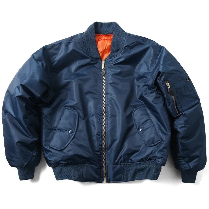 Men's MA1 Bomber Jacket Vintage Pilot Flight Jacket Winter Thickened Cotton Military Style Unisex Loose Fit Short Baseball Retro