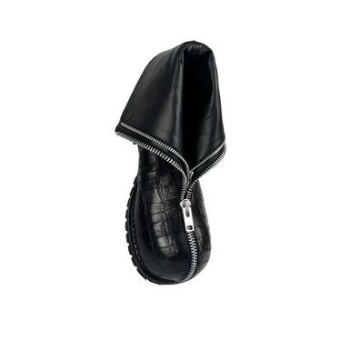 2026 New Big Toe Crocodile Embossed Leather Boots Men Double Zipper Chunky Heels Combat Boots Round Toe Ankle Boots for Men