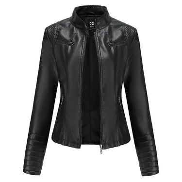 Women's Leather Jacket Spring and Autumn PU Locomotive Short Fashion Jacket Stand-up Coat Casual Slim Fit Trendy Streetwear Top