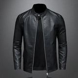 Mens Moto Biker Leather Coat Slim Motorcycle Causal Men Leather Jacket Stand Collar Spring Autumn Pu Leather Jacket Fashion Coat