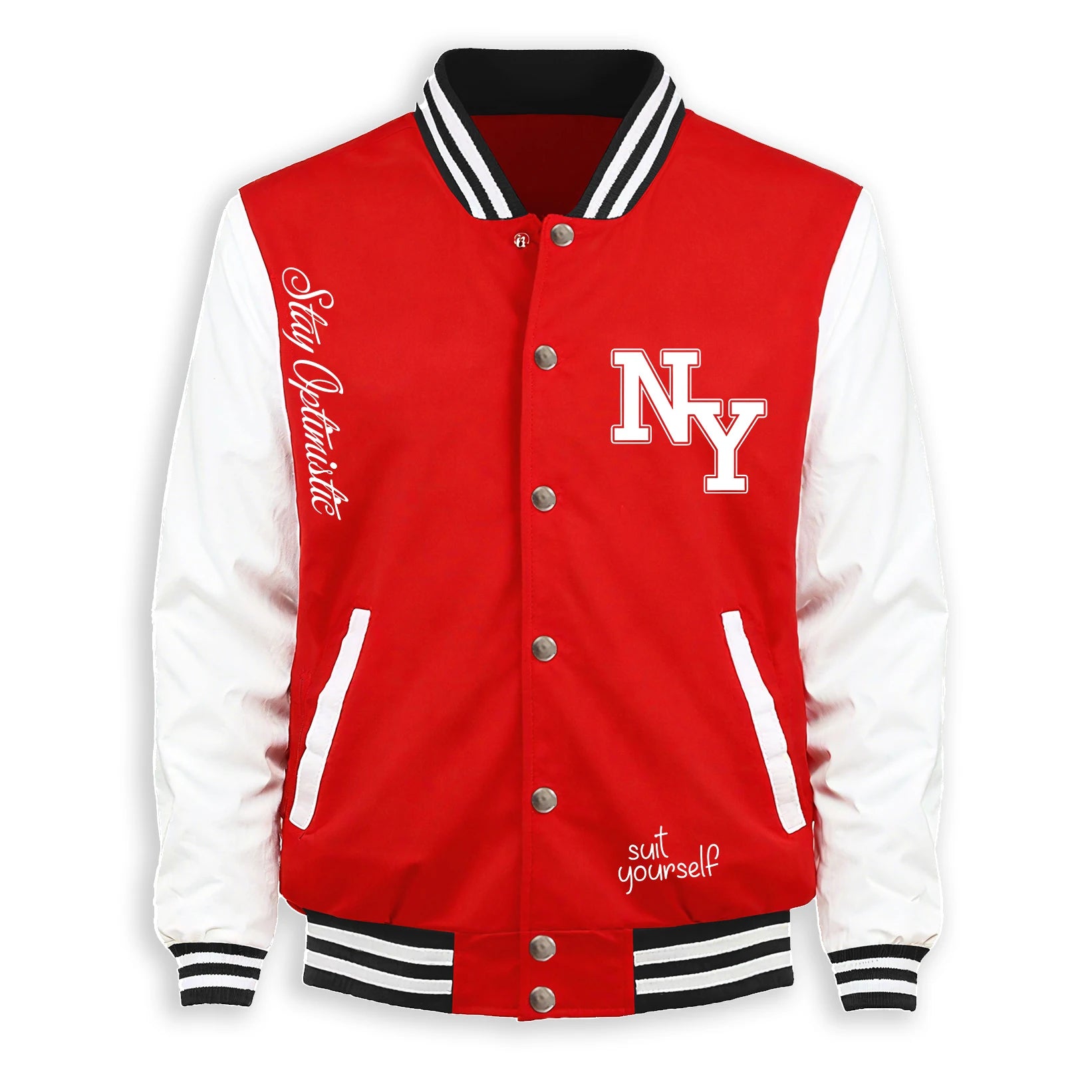 New York Suit Yourself Pattern Male Baseball Jersey Loose Casual Jackets Street Fleece Top Retro Button Clothing For Men