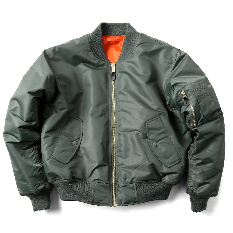 Men's MA1 Bomber Jacket Vintage Pilot Flight Jacket Winter Thickened Cotton Military Style Unisex Loose Fit Short Baseball Retro