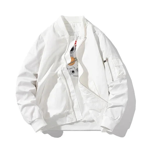 Men Women Bomber Jacket Fashion Autumn Winter Pilot Jacket Solid Vintage Baseball Coat Hooded Couple Windbreaker Pocket Pink