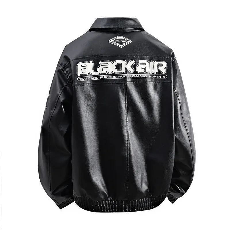 Fashion Leather Jacket Men Motorcycle Biker Jacket Man Original Patchwork Coat Baggy Letter Embroidery Designer Clothes Red
