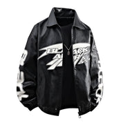 Fashion Leather Jacket Men Motorcycle Biker Jacket Man Original Patchwork Coat Baggy Letter Embroidery Designer Clothes Red