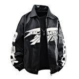 Fashion Leather Jacket Men Motorcycle Biker Jacket Man Original Patchwork Coat Baggy Letter Embroidery Designer Clothes Red