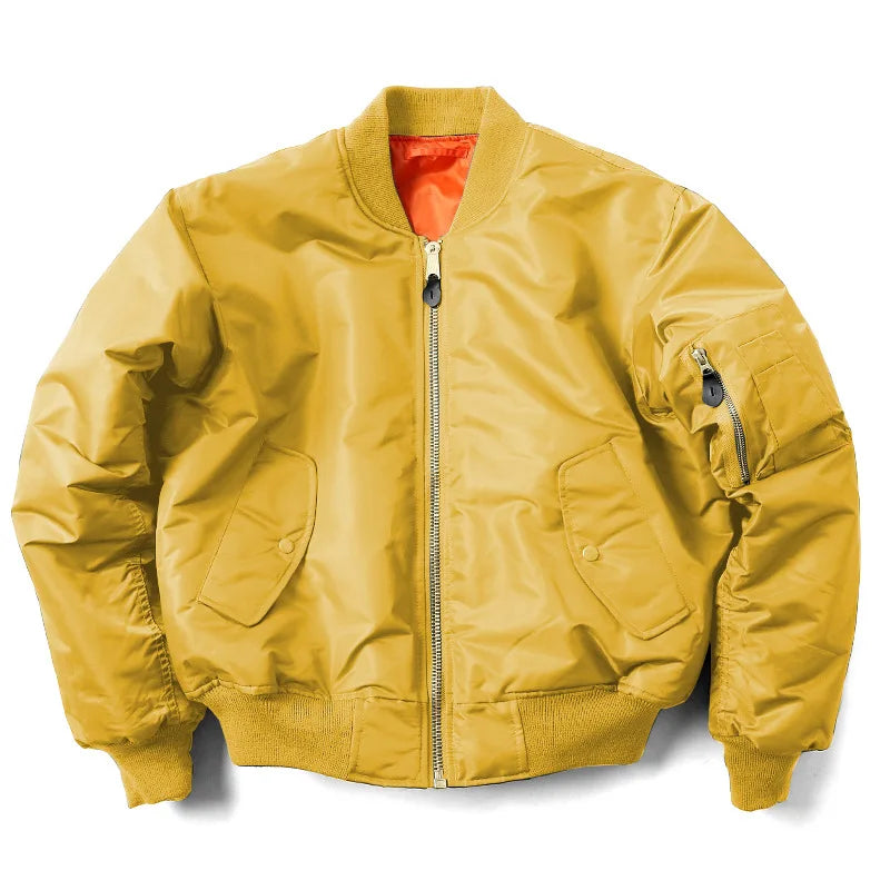 Men's MA1 Bomber Jacket Vintage Pilot Flight Jacket Winter Thickened Cotton Military Style Unisex Loose Fit Short Baseball Retro