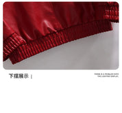 Fashion Leather Jacket Men Motorcycle Biker Jacket Man Original Patchwork Coat Baggy Letter Embroidery Designer Clothes Red