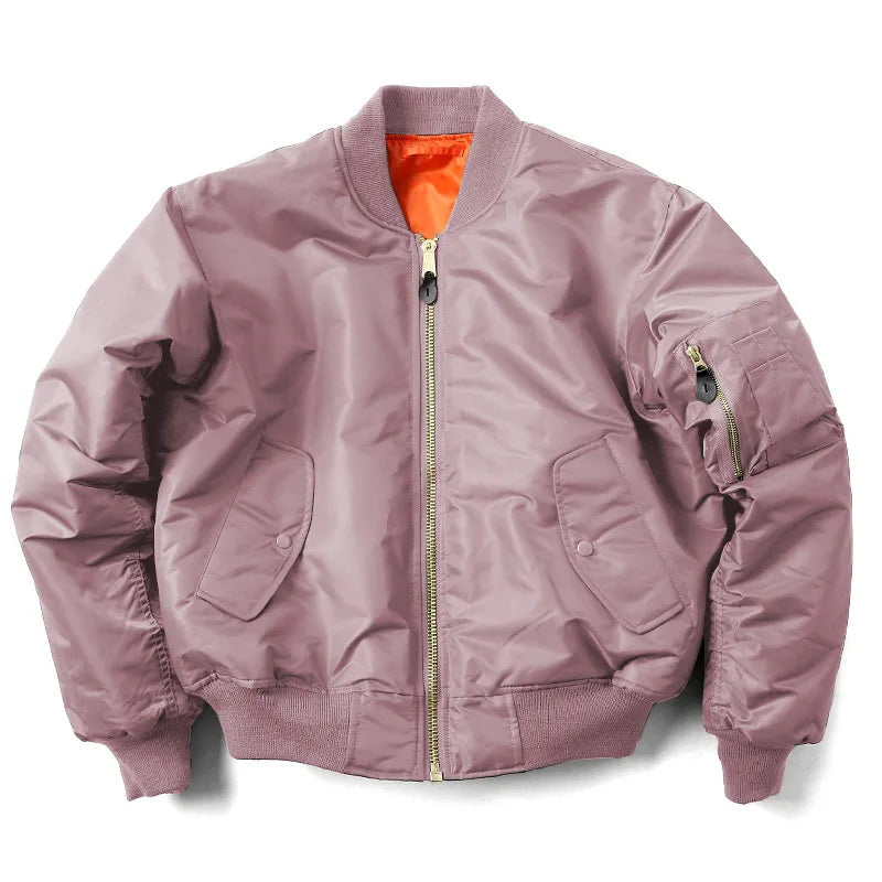 Men's MA1 Bomber Jacket Vintage Pilot Flight Jacket Winter Thickened Cotton Military Style Unisex Loose Fit Short Baseball Retro