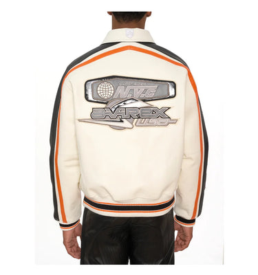 Varsity Jacket Colorblocking Men's Genuine Leather apparel America Size French Sheepskin Autumn Winter Warm Thickness Coat top