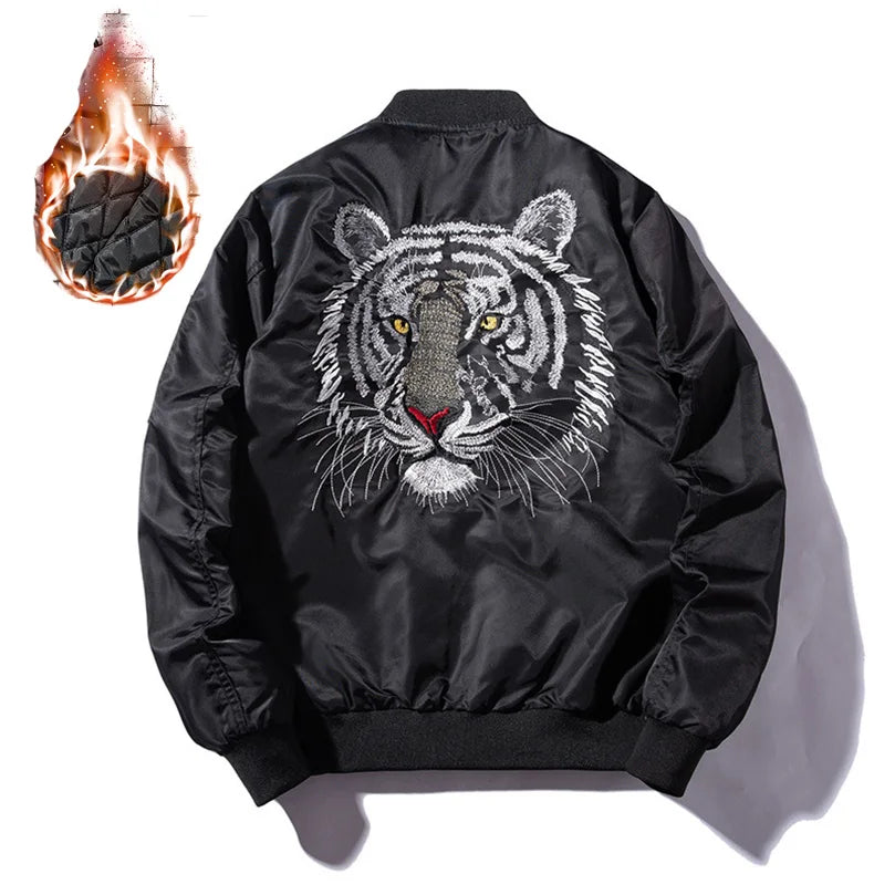 Men Sukajan Jacket Tiger Embroidered Luxury Tiger Male Coat Spring Winter Padded Waterproof Japan Jackets Z1A1