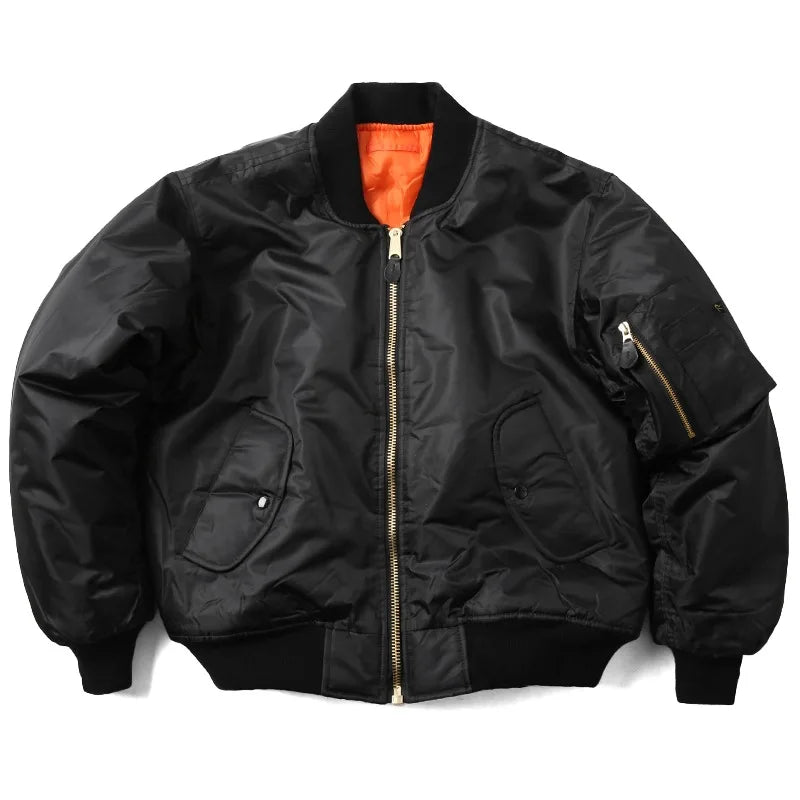 Men's MA1 Bomber Jacket Vintage Pilot Flight Jacket Winter Thickened Cotton Military Style Unisex Loose Fit Short Baseball Retro