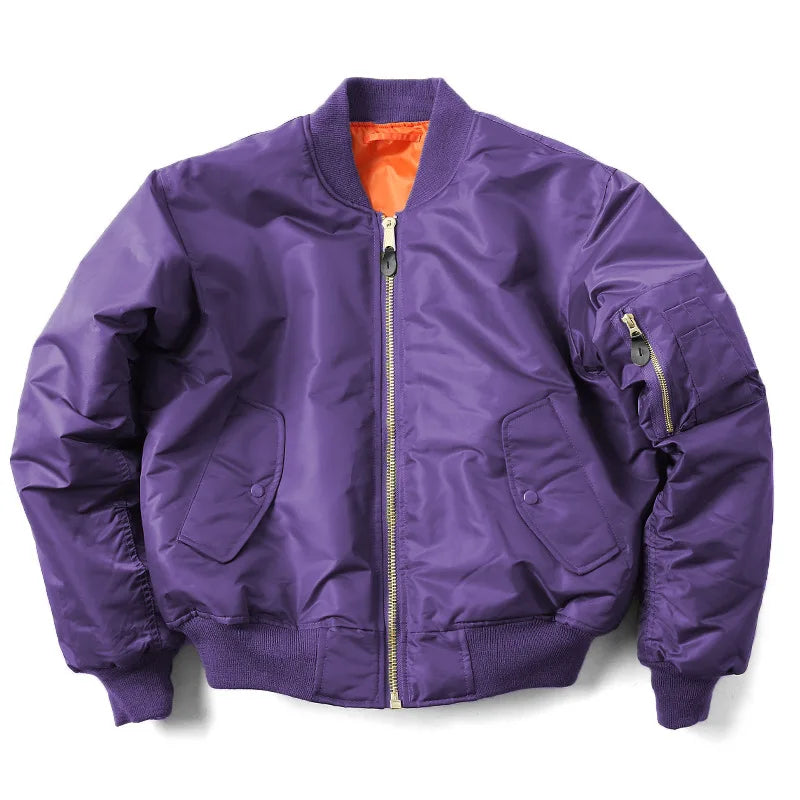 Men's MA1 Bomber Jacket Vintage Pilot Flight Jacket Winter Thickened Cotton Military Style Unisex Loose Fit Short Baseball Retro