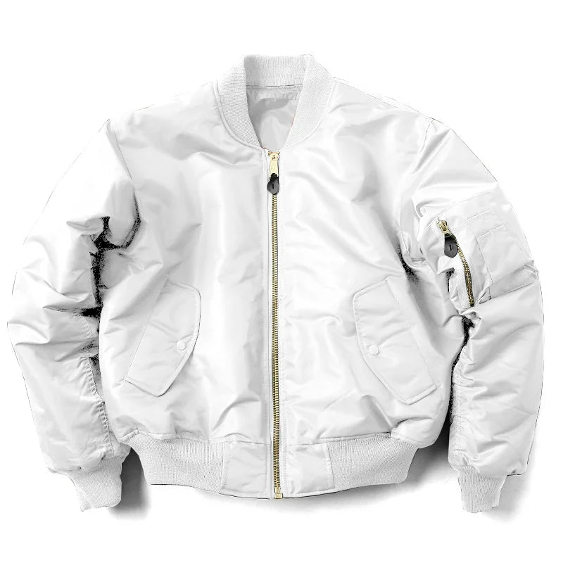 Men's MA1 Bomber Jacket Vintage Pilot Flight Jacket Winter Thickened Cotton Military Style Unisex Loose Fit Short Baseball Retro