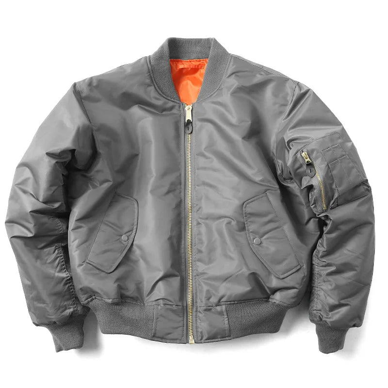 Men's MA1 Bomber Jacket Vintage Pilot Flight Jacket Winter Thickened Cotton Military Style Unisex Loose Fit Short Baseball Retro