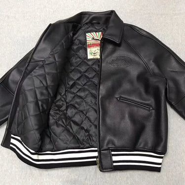 High Quality PU Leather Loose Jacket Fashion 3D Embroidery Warm Winter Motorcycle Jacket