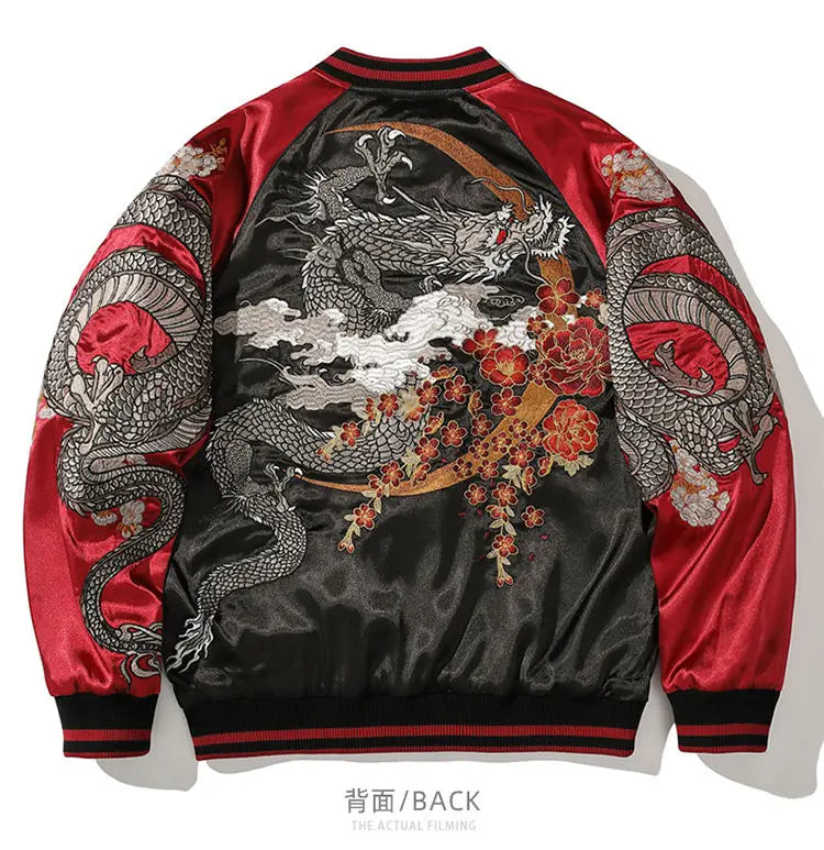 Spring and Autumn Embroidered  Jacket Dragon Animal Men's Baseball Uniform Embroidered Contrast Color Casual Couple Clothes