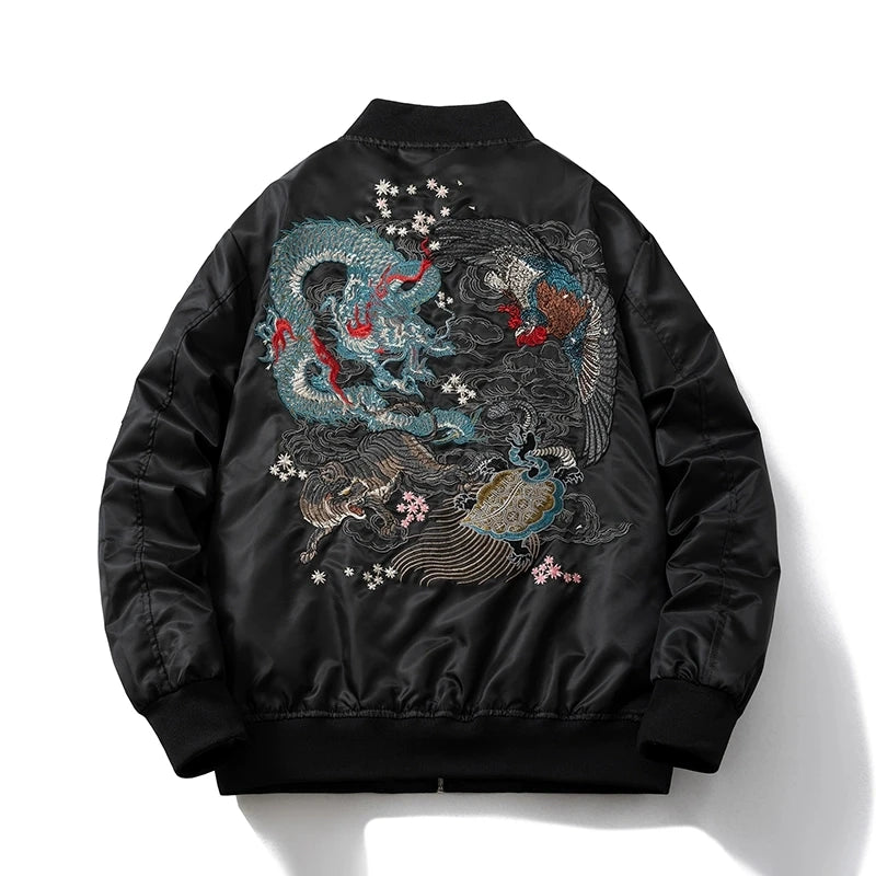 Bomber Jacket Men Tiger Dragon Embroidery Jacket Women Phoenix Vintage Pilot Baseball Coat Original Designer Windbreaker Fashion