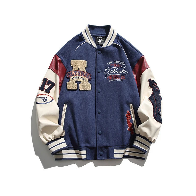 Men's Baseball Jacket Casual Splicing Embroidery Baseball Uniform Autumn Outdoor Jacket Anti-Wind Casual Coat Mens Clothes