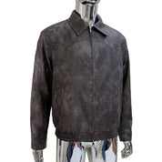 Nerazzurri Spring Autumn Short Distressed Brown Pu Leather Jacket Men Zipper Turn-Down Collar Casual American Vintage Menswear