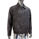 Nerazzurri Spring Autumn Short Distressed Brown Pu Leather Jacket Men Zipper Turn-Down Collar Casual American Vintage Menswear