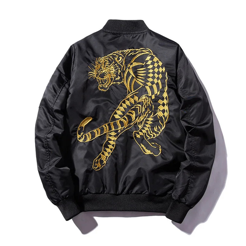 Men Sukajan Jacket Tiger Embroidered Luxury Tiger Male Coat Spring Winter Padded Waterproof Japan Jackets Z1A1