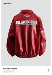 Fashion Leather Jacket Men Motorcycle Biker Jacket Man Original Patchwork Coat Baggy Letter Embroidery Designer Clothes Red