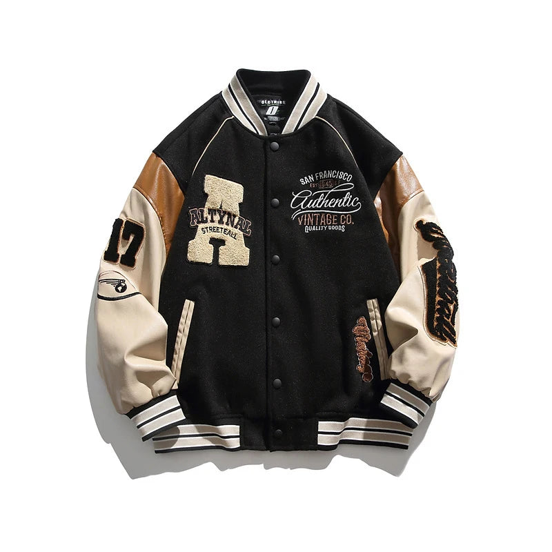 Men's Baseball Jacket Casual Splicing Embroidery Baseball Uniform Autumn Outdoor Jacket Anti-Wind Casual Coat Mens Clothes