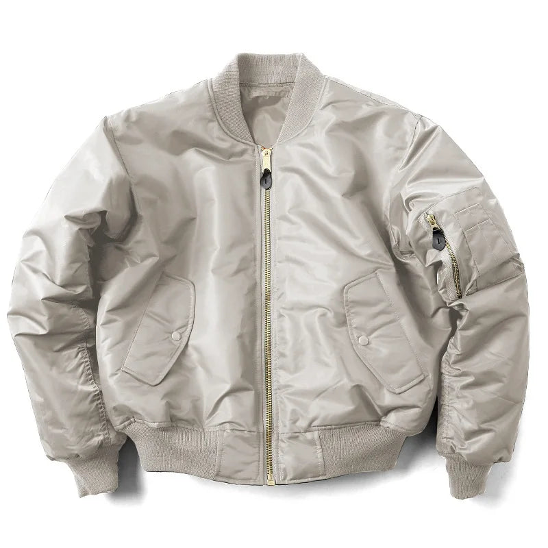 Men's MA1 Bomber Jacket Vintage Pilot Flight Jacket Winter Thickened Cotton Military Style Unisex Loose Fit Short Baseball Retro