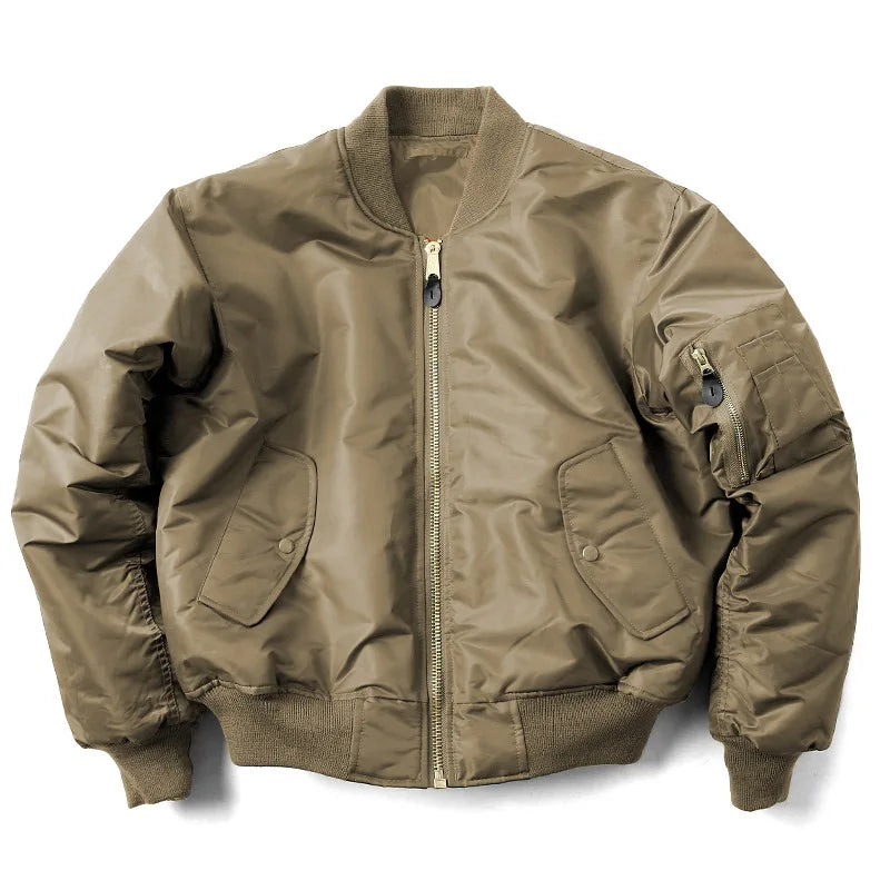 Men's MA1 Bomber Jacket Vintage Pilot Flight Jacket Winter Thickened Cotton Military Style Unisex Loose Fit Short Baseball Retro