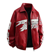 Fashion Leather Jacket Men Motorcycle Biker Jacket Man Original Patchwork Coat Baggy Letter Embroidery Designer Clothes Red