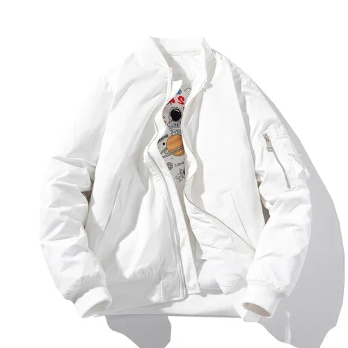 Men Women Bomber Jacket Fashion Autumn Winter Pilot Jacket Solid Vintage Baseball Coat Hooded Couple Windbreaker Pocket Pink