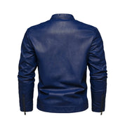 Men's Retro Style PU Biker Jacket Casual Solid Color Zip up Stand Collar Faux Leather Spring Fall Outerwear