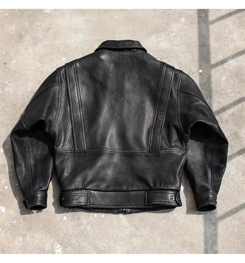 Mauroicardi Spring Autumn Cool Handsome Short Hard Black Pu Leather Motorcycle Jacket Men Long Sleeve Luxury Designer Clothes