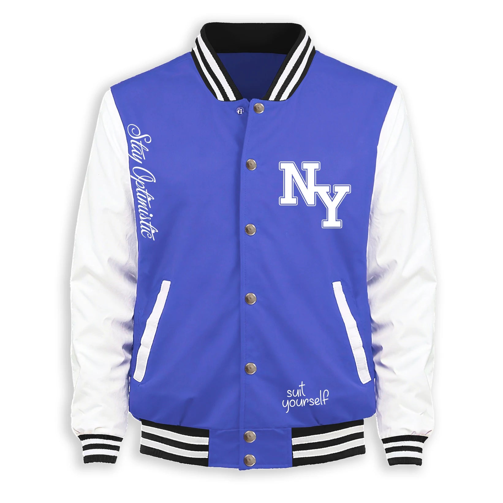 New York Suit Yourself Pattern Male Baseball Jersey Loose Casual Jackets Street Fleece Top Retro Button Clothing For Men