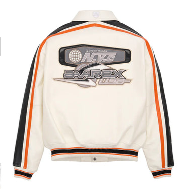 Varsity Jacket Colorblocking Men's Genuine Leather apparel America Size French Sheepskin Autumn Winter Warm Thickness Coat top