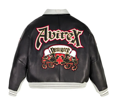 two-tone goth leather jacket New Arrival Men's Color-Block European with Embroidery Casual Genuine Leather Jacket top