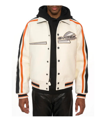 Varsity Jacket Colorblocking Men's Genuine Leather apparel America Size French Sheepskin Autumn Winter Warm Thickness Coat top